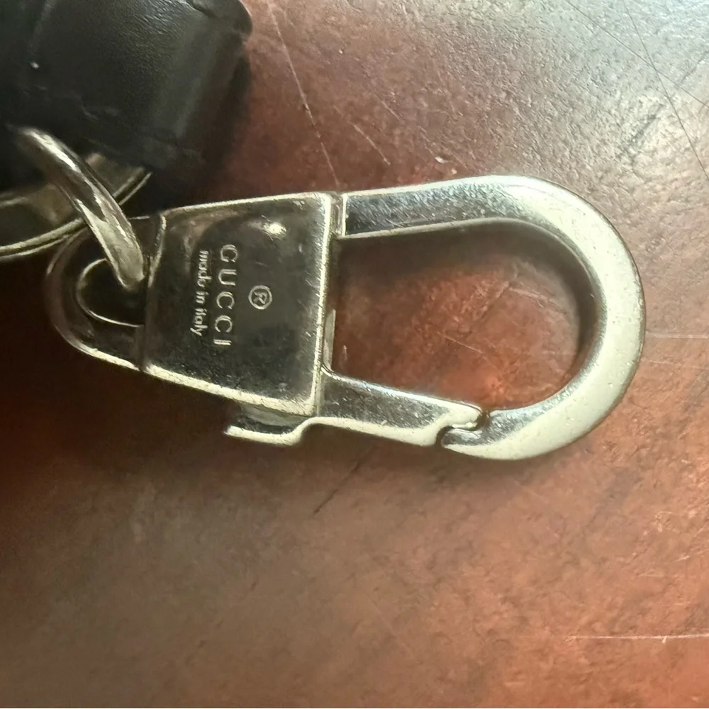 Brand new with box and dustbag Gucci Black Embossed Leather Key Holder keychain